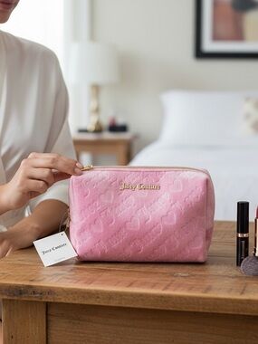 NWT Juicy Couture Velour Cosmetic Bag Pink